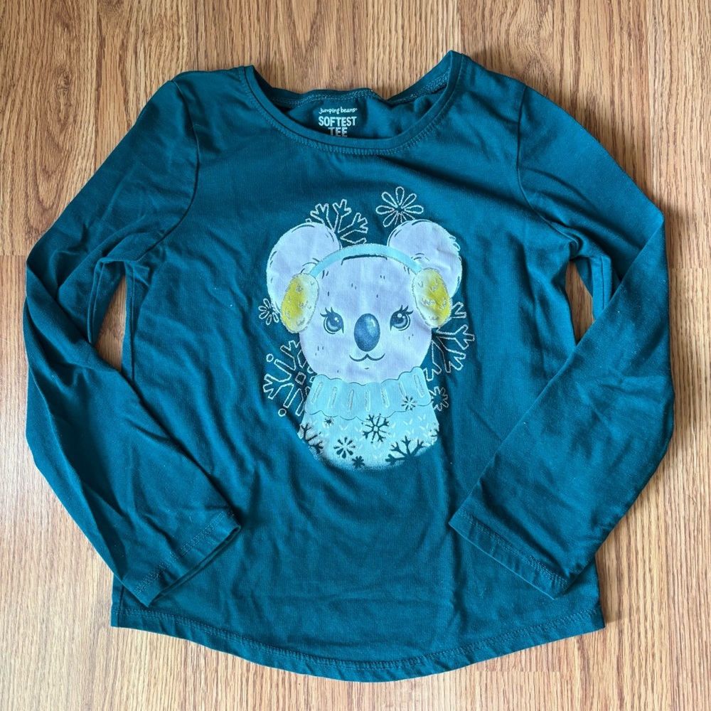 Jumping Beans Koala Shirt Size 5 Softest Tee Green Long Sleeve plus Pants free
